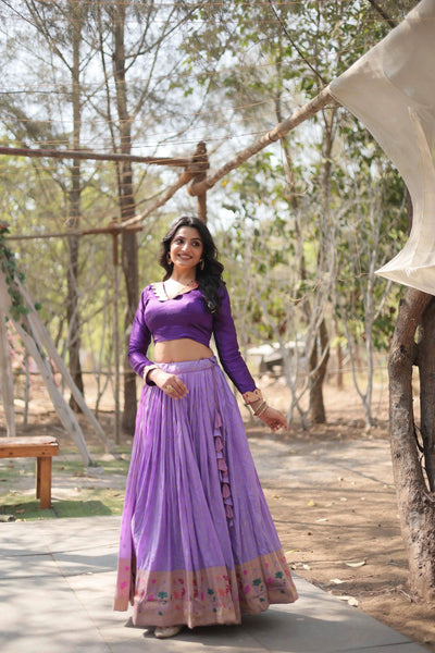 Stylish Pure Viscous Jacquard Lehenga Choli Set -Lehenga Choli Lavender / XS women's fashion mart