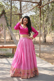 Stylish Pure Viscous Jacquard Lehenga Choli Set -Lehenga Choli Lavender / XS women's fashion mart