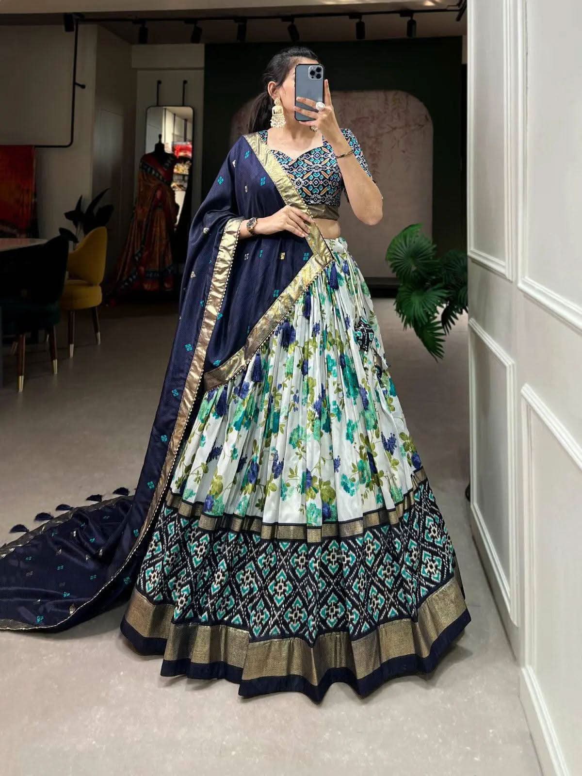 Exquisite Tussar Silk Lehenga Choli Set -Lehenga Choli Red / Semi Stitched women's fashion mart