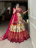 Exquisite Tussar Silk Lehenga Choli Set -Lehenga Choli Red / Semi Stitched women's fashion mart
