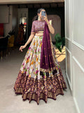Exquisite Tussar Silk Lehenga Choli Set -Lehenga Choli Red / Semi Stitched women's fashion mart