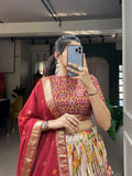 Exquisite Tussar Silk Lehenga Choli Set -Lehenga Choli Red / Semi Stitched women's fashion mart
