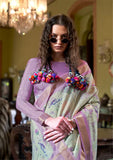 Luxurious Lavender Banarasi Silk Digital Printed Traditional Saree - women's fashion mart