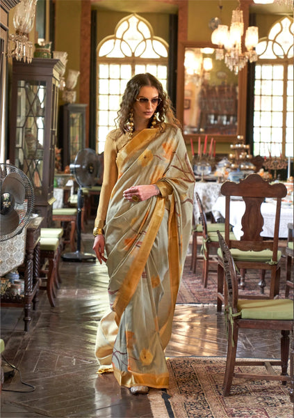 Mesmeric Mustard Banarasi Silk Digital Printed Traditional Saree - women's fashion mart
