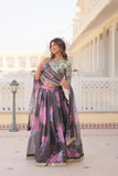 Beautiful Floral Printed Sequins Worked Designer Lehenga Choli - women's fashion mart
