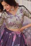 Beautiful Floral Printed Sequins Worked Designer Lehenga Choli - women's fashion mart