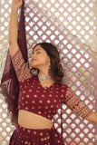 Pure Dyable Viscous Jacquard Double Zari Worked Lehenga Choli -Lehenga Choli Wine / Semi Stitched women's fashion mart