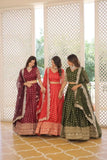 Pure Dyable Viscous Jacquard Double Zari Worked Lehenga Choli -Lehenga Choli Wine / Semi Stitched women's fashion mart