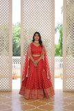 Pure Dyable Viscous Jacquard Double Zari Worked Lehenga Choli -Lehenga Choli Wine / Semi Stitched women's fashion mart