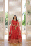 Pure Dyable Viscous Jacquard Double Zari Worked Lehenga Choli -Lehenga Choli Wine / Semi Stitched women's fashion mart