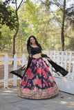 Black Floral Digital Printed Sequins Embroidered Lehenga Choli - women's fashion mart