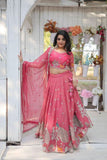 Elegant and Outstanding Embroidered Lehenga Choli -Lehenga Choli Pink / Semi Stitched women's fashion mart