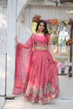 Elegant and Outstanding Embroidered Lehenga Choli -Lehenga Choli Pink / Semi Stitched women's fashion mart