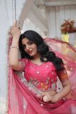 Elegant and Outstanding Embroidered Lehenga Choli -Lehenga Choli Pink / Semi Stitched women's fashion mart
