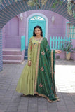 Dazzling Faux Georgette Embroidered Thread Worked Gown With Dupatta -Gowns Parrot / S women's fashion mart