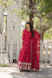 Gorgeous Faux Georgette Rich Sequins Embroidered Gown With Dupatta -Gowns Pink / M women's fashion mart