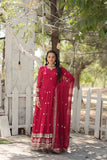 Gorgeous Faux Georgette Rich Sequins Embroidered Gown With Dupatta -Gowns Pink / M women's fashion mart
