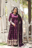 Gorgeous Faux Georgette Rich Sequins Embroidered Gown With Dupatta -Gowns Pink / M women's fashion mart