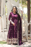 Gorgeous Faux Georgette Rich Sequins Embroidered Gown With Dupatta -Gowns Pink / M women's fashion mart