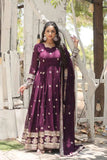 Gorgeous Faux Georgette Rich Sequins Embroidered Gown With Dupatta -Gowns Pink / M women's fashion mart