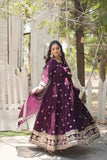Gorgeous Faux Georgette Rich Sequins Embroidered Gown With Dupatta -Gowns Pink / M women's fashion mart