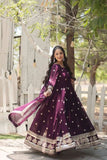 Gorgeous Faux Georgette Rich Sequins Embroidered Gown With Dupatta -Gowns Pink / M women's fashion mart