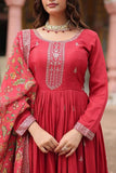 Festival Wear Chinon Rich Sequins Embroidered Gown -Gowns Maroon / M women's fashion mart