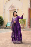 Festival Wear Chinon Rich Sequins Embroidered Gown -Gowns Maroon / M women's fashion mart