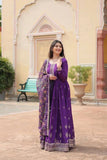 Festival Wear Chinon Rich Sequins Embroidered Gown -Gowns Maroon / M women's fashion mart