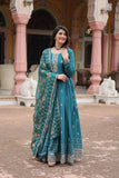 Festival Wear Chinon Rich Sequins Embroidered Gown - women's fashion mart