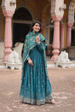 Festival Wear Chinon Rich Sequins Embroidered Gown - women's fashion mart
