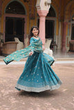 Festival Wear Chinon Rich Sequins Embroidered Gown - women's fashion mart