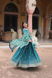 Festival Wear Chinon Rich Sequins Embroidered Gown - women's fashion mart
