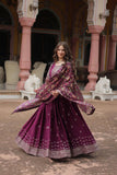 Festival Wear Chinon Rich Sequins Embroidered Gown - women's fashion mart