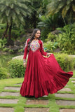 Wear Rayon Kutchi Gamthi Worked Gown -Gowns L women's fashion mart