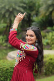 Wear Rayon Kutchi Gamthi Worked Gown -Gowns L women's fashion mart