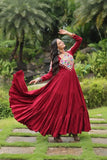 Wear Rayon Kutchi Gamthi Worked Gown -Gowns L women's fashion mart