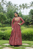 Fabulous and Comfortable Cotton Printed Navaratri Gown -Gowns Maroon / L women's fashion mart