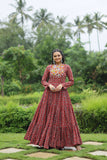 Fabulous and Comfortable Cotton Printed Navaratri Gown -Gowns Maroon / L women's fashion mart