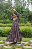 Fabulous and Comfortable Cotton Printed Navaratri Gown -Gowns Maroon / L women's fashion mart