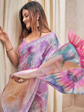 Beautiful Soft Satin Georgette Saree With Digital Print
