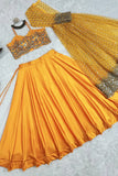 Trendy Yellow Crop Top Lehenga With Shrug 2024 -Lehenga Yellow women's fashion mart