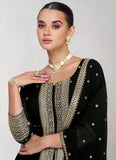 Elegant  Black Embroidery Traditional Palazzo Suit - women's fashion mart