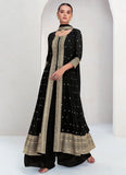 Elegant  Black Embroidery Traditional Palazzo Suit - women's fashion mart