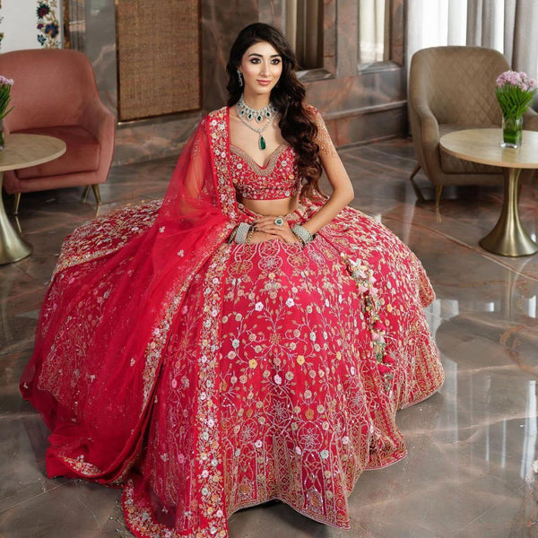Malai Satin Silk Embellished Thread Work lehenga -Lehenga Choli Set Default Title women's fashion mart