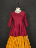 Mustard Color Foil Printed Rayon Material Two Piece Lehenga Choli Set