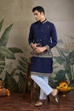 Stylish Navy Men's Kurta Koti Set – Elegant & Trendy