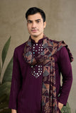 Purple Viscose Rayon Kurta with Jari & Mirror Work