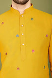 Yellow Embroidered Haldi Kurta for Men  women's fashion mart