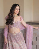 Kasturi Silk Embellished With Multi Thread Embroidery heavy lehenga -PRIMIUM LEHNGHA Pink / free size women's fashion mart